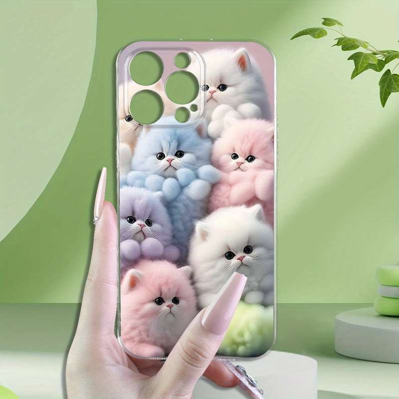 1Pc Transparent For iPhone XR Colorful Cute Kitten Phone Case