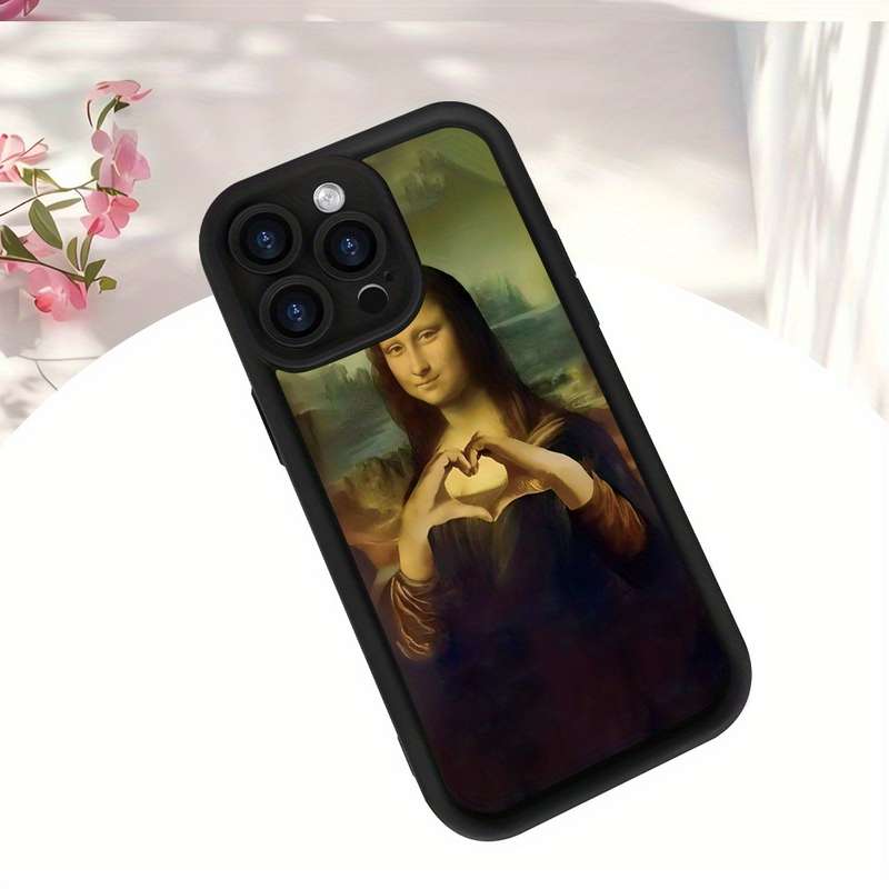 1Pc Black For iPhone XR Love Mona Lisa Heart Phone Case