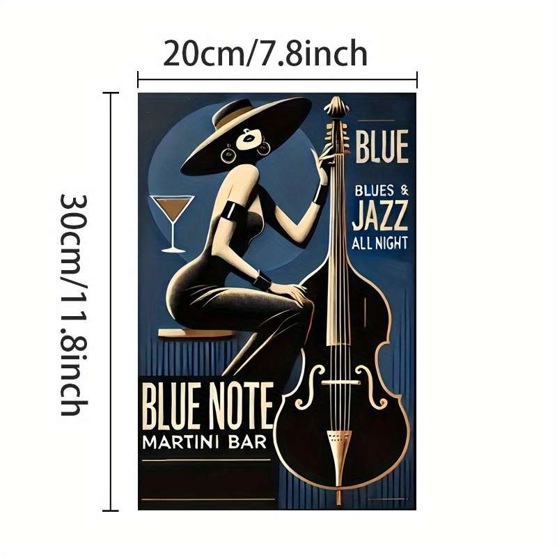 1pc  Vintage Blue Note Jazz Club Canvas Print Poster Frameless Wall Art Decor with Retro Style
