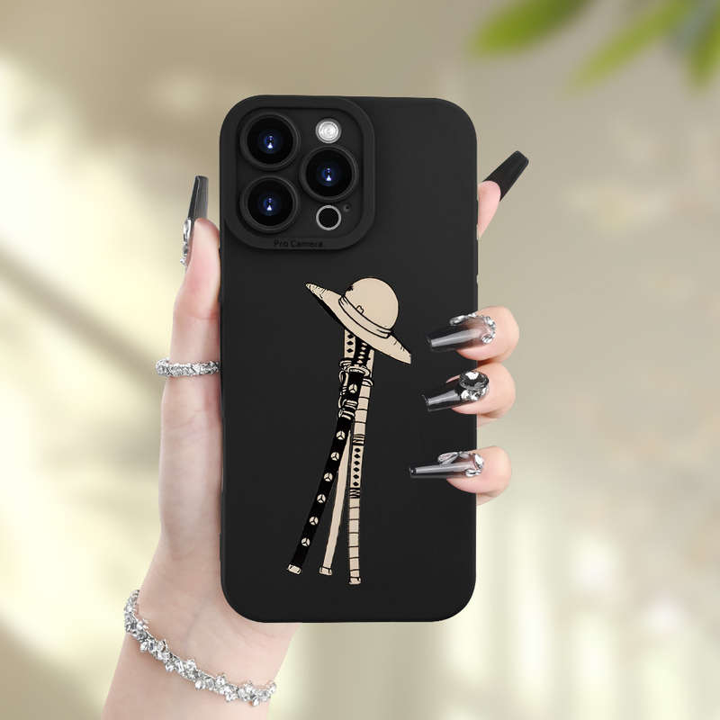 1Pc Black For iPhone 16 Plus Pirate Weapon Pattern Phone Case