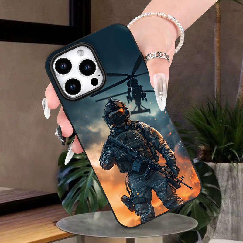 1Pc Black For iPhone 15 Pro Max Ultra Cool Patterns Phone Case