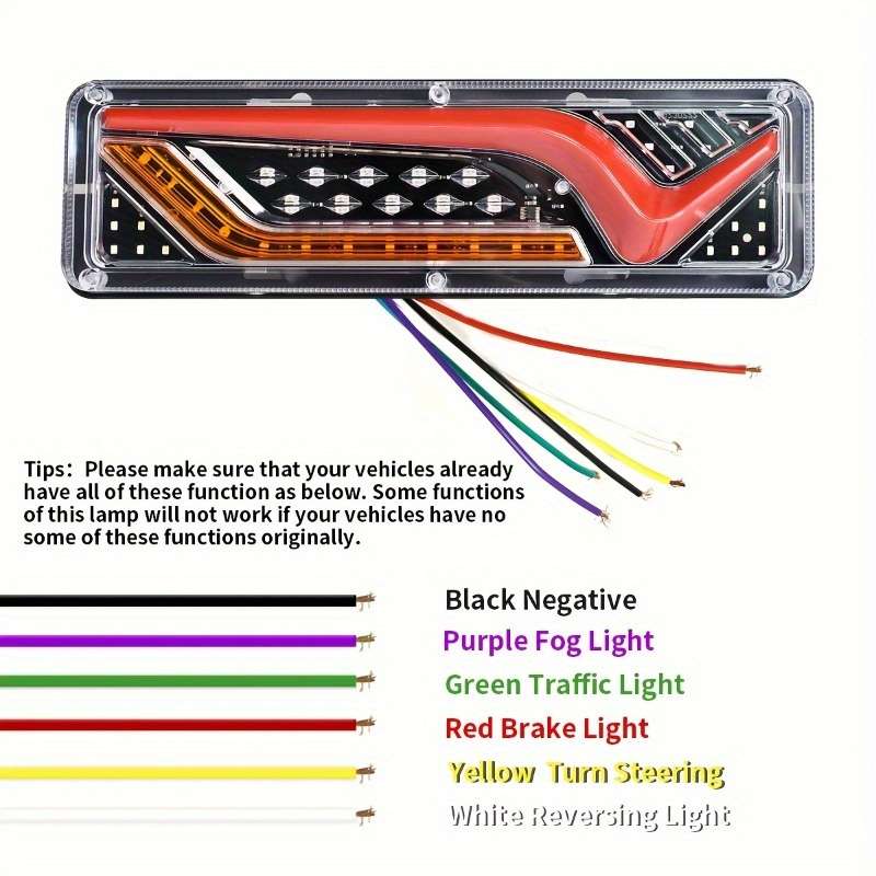 2pcs LED Car Taillight High Brightness for Trucks Trailers RVs and Cars Red & Y