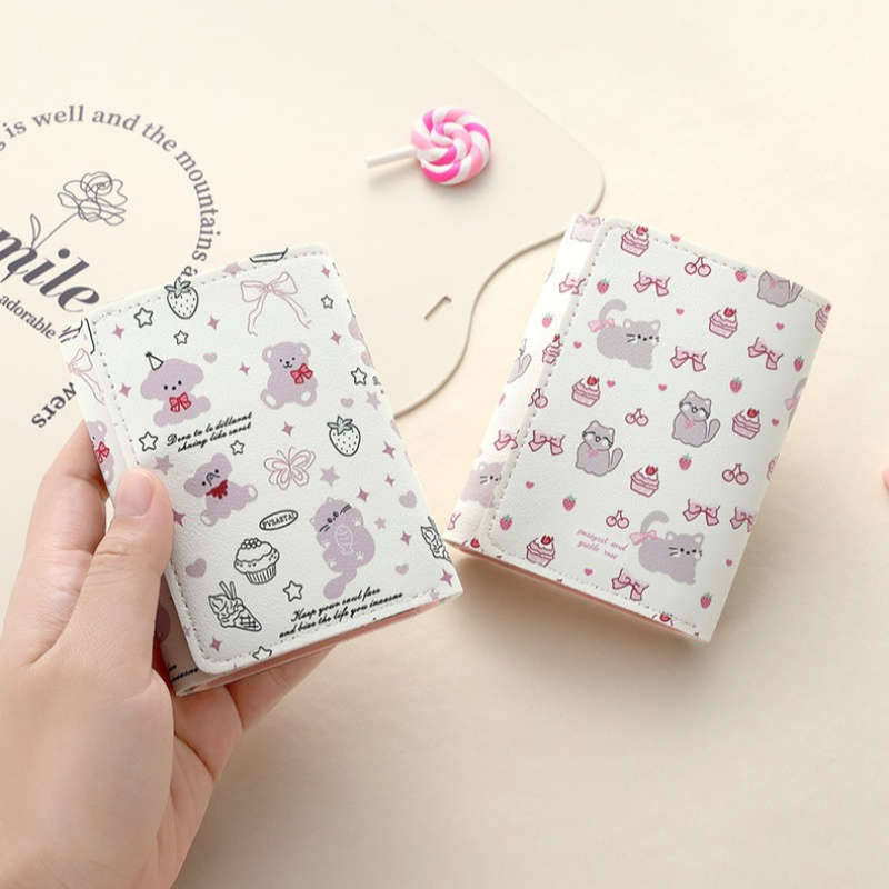 1pc Pink Cute Tri-Fold Wallet for Women with Large Capacity Multiple Card Slots ID Holder Coin