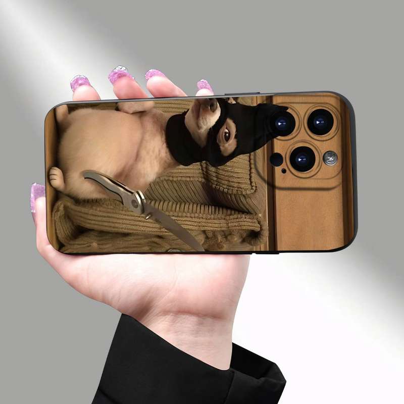 1Pc Mixed Color  For iPhone 15 Pet Puppy Head Cover Phone Case