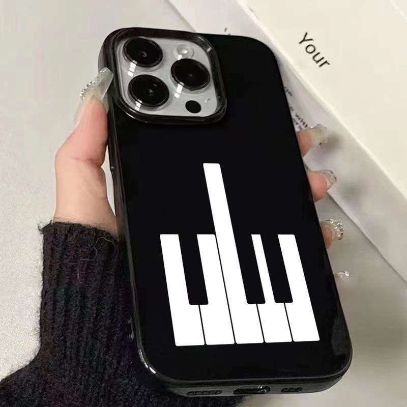 1Pc Black For iPhone 11 Pro Max Piano Key Pattern Phone Case
