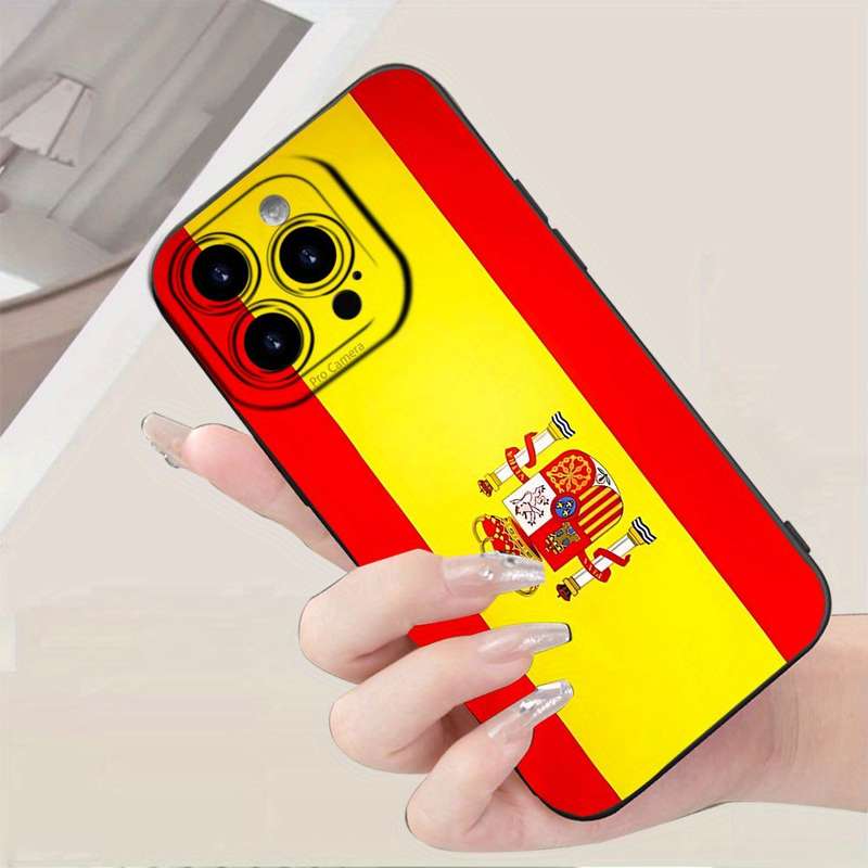 1Pc Black For iPhone XR Spanish Flag Design Phone Case