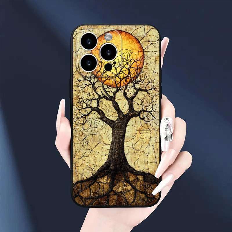 1Pc Black For iPhone 15 Pro Max African Sunset Phone Case