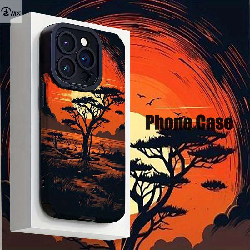 1Pc Mixed Color For iPhone 15 Plus African Savannah Sunset Phone Case