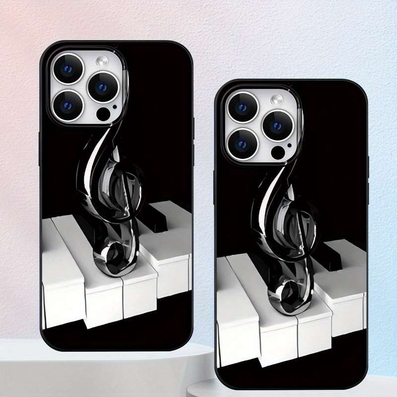 1Pc Black For iPhone 7 8 SE2 SE3 Piano Music Symbol Phone Case