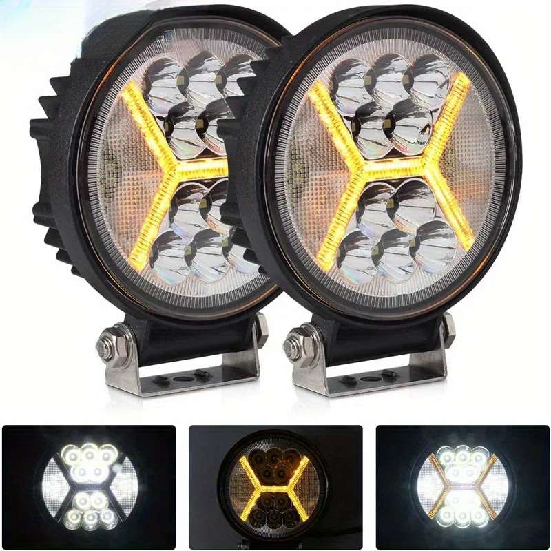 2pcs Lampe De Travail LED Ronde 4 Pouces Faisceau Pour Tout-terrain 4x4 SUV Tracteur