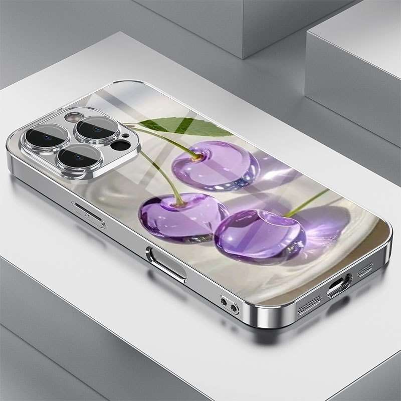 1Pc Mixed Color  For iPhone 12 Crystal Cherry Pattern Phone Case