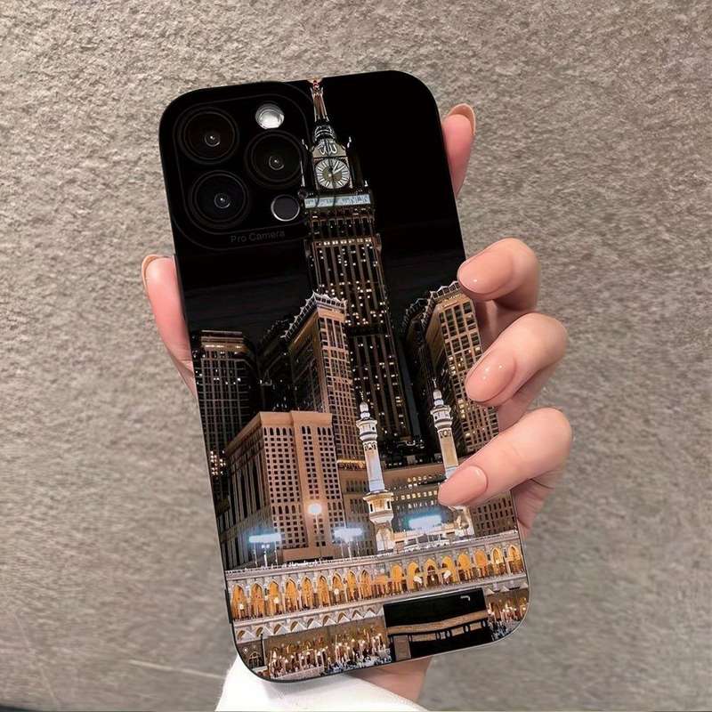 1Pc Black For iPhone 16 Pro Holy City of Mecca Phone Case