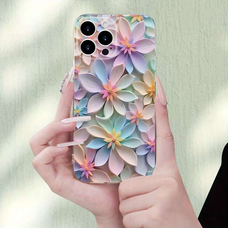 1Pc Transparent For iPhone 7 8 SE2 SE3 Beautiful Flower Phone Case