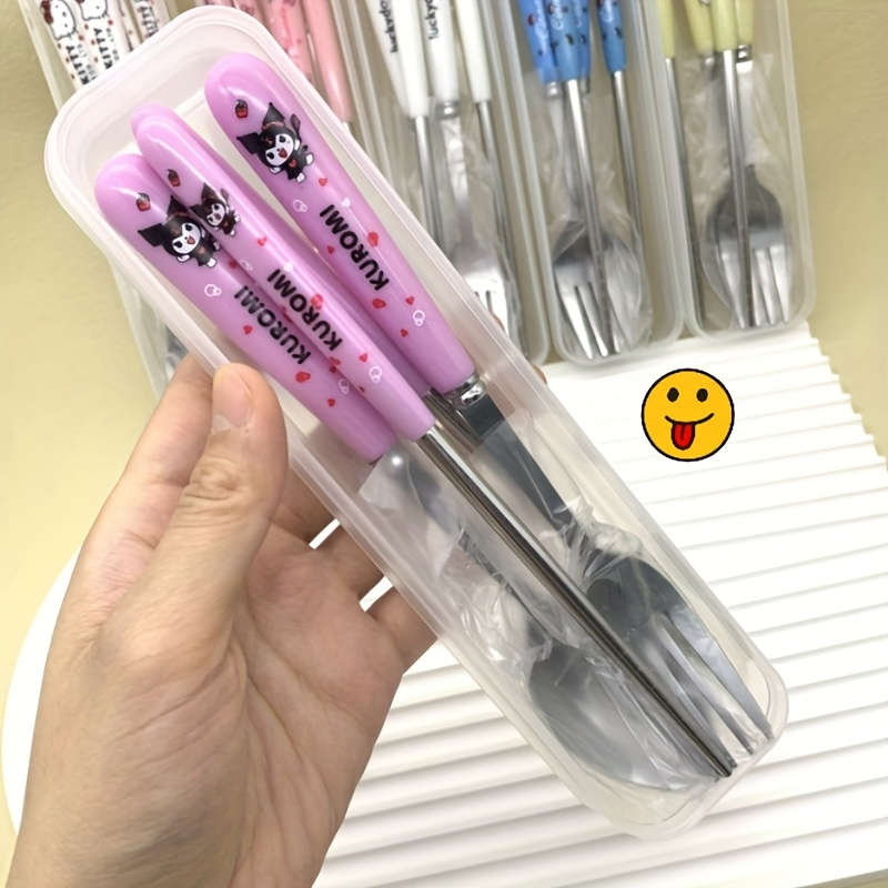 3pcs Stainless Steel Cutlery Set Cute for kuromi for My Melody and Chao Chao Designs Incl