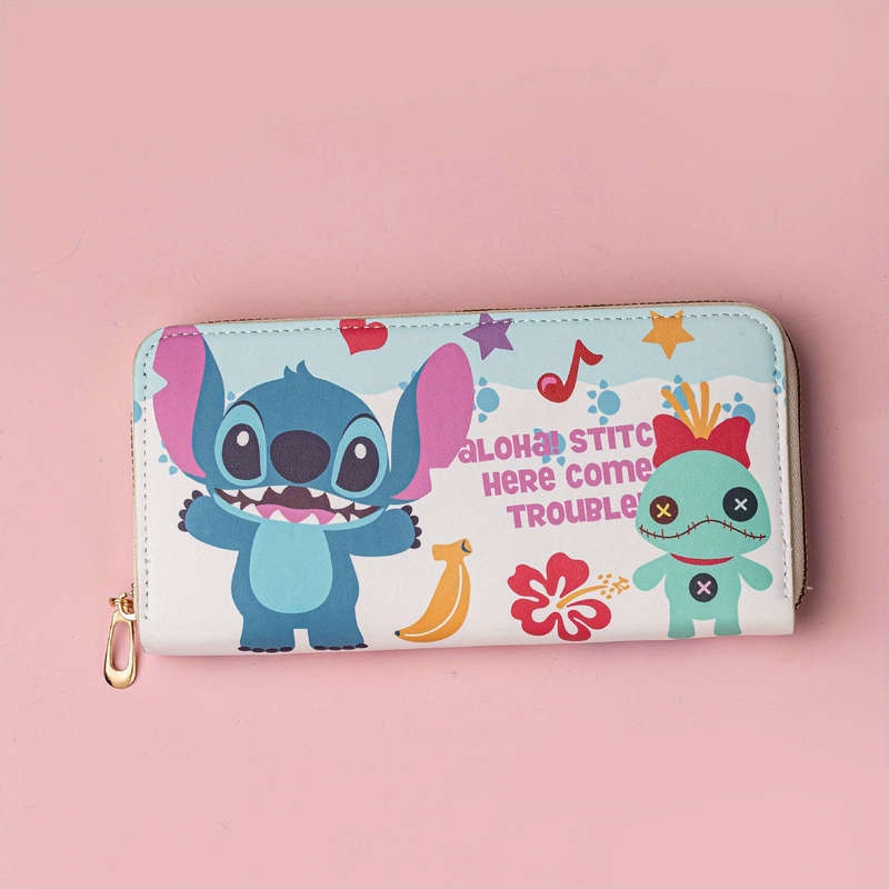 1pc Stitch Cartoon PU Wallet Cute Handheld Coin Purse with Credit Card Holder and Independent