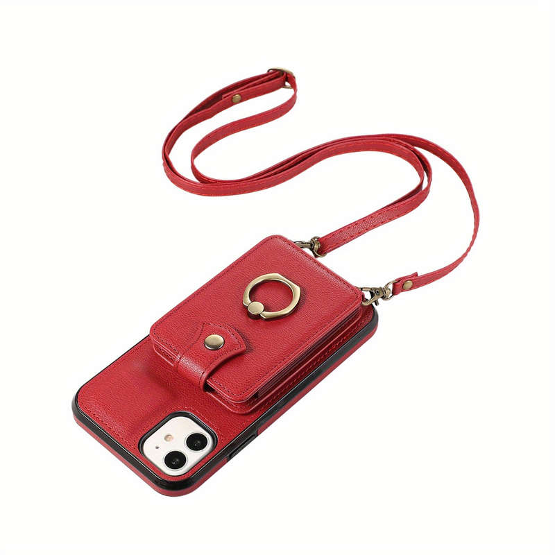 1Pc Red For iPhone 11 Protective Case Wallet Phone Case