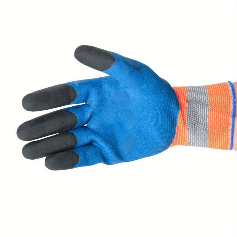 2 Pairs Black Finger Thickening Green Base Multi Purpose Work Gloves