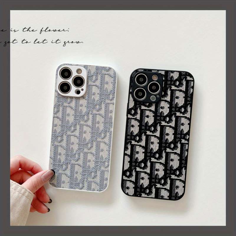 1Pc White For iPhone 12 Pro Max Premium Embroidered Phone Case
