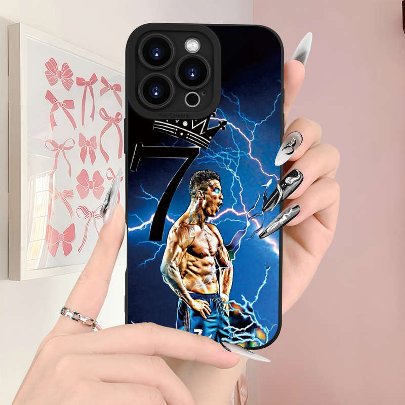 1Pc Black For iPhone 15 Plus Cristiano Ronaldo Design Phone Case