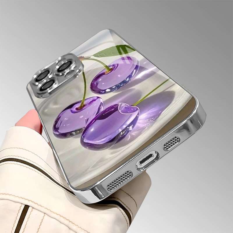 1Pc Mixed Color  For iPhone 12 Crystal Cherry Pattern Phone Case