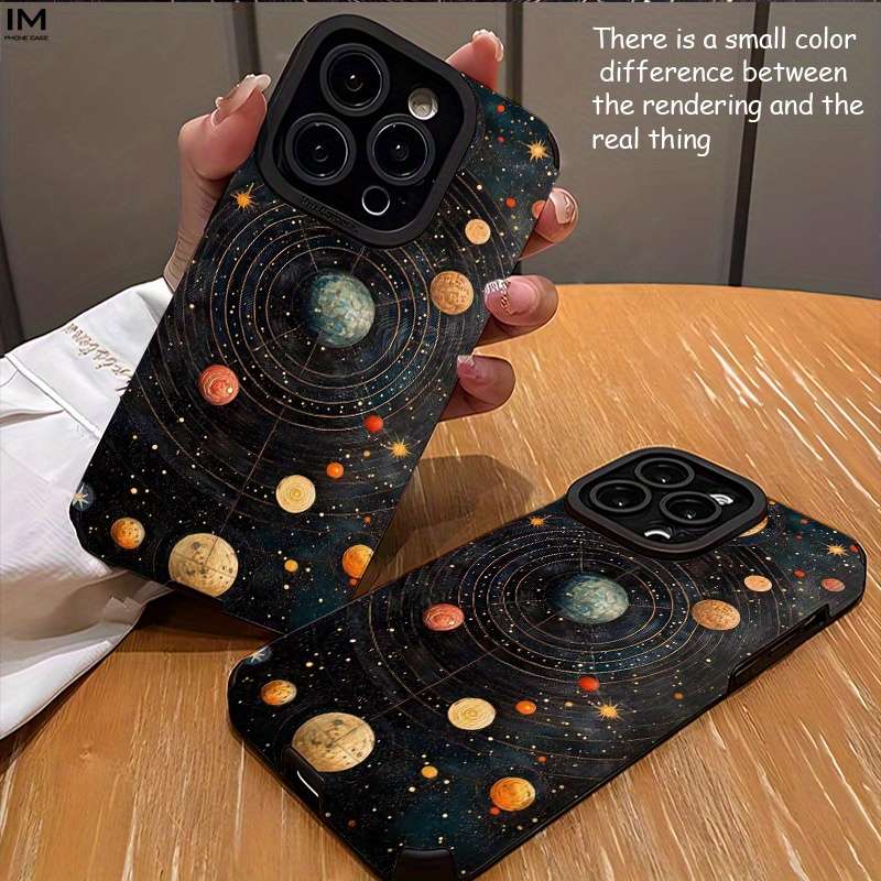 1Pc Black For iPhone 13 Solar System Planet Phone Case