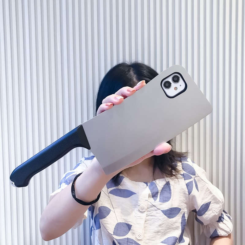 1Pc Silvery For iPhone 14 Plus Toy Kitchen Knife Phone Case