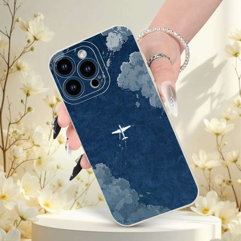 1Pc Beige For iPhone 12 Mini Airplane Pattern Phone Case