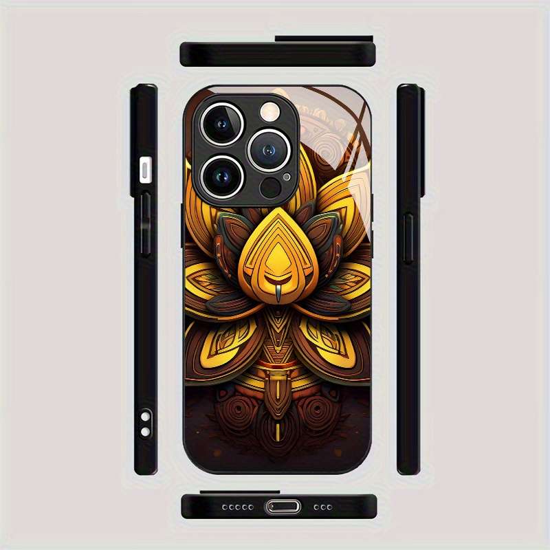 1Pc Mixed Color For iPhone 13 Pro African Totem Lotus Phone Case