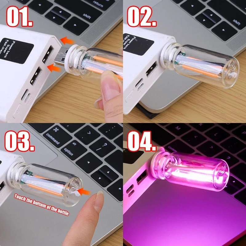 1pcs Pink Versatile Touch LED Light USB Powered Multicolor Ambient Car & Bedroom N