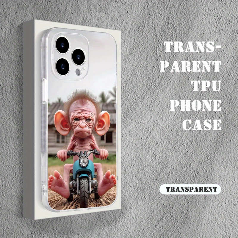 1Pc Transparent For iPhone XR Funny Cute Monkey Phone Case