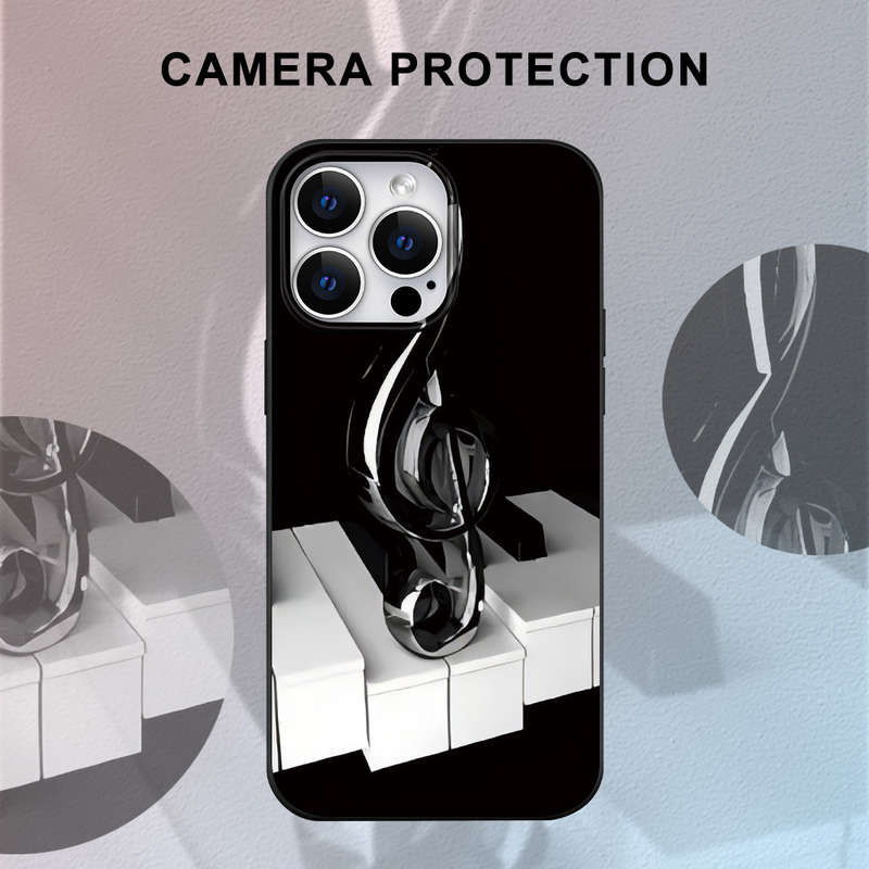 1Pc Black For iPhone 7 8 SE2 SE3 Piano Music Symbol Phone Case