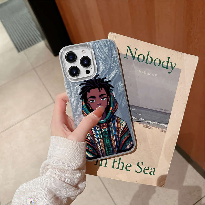 1Pc Transparent For iPhone 15 Plus African Youth Phone Case