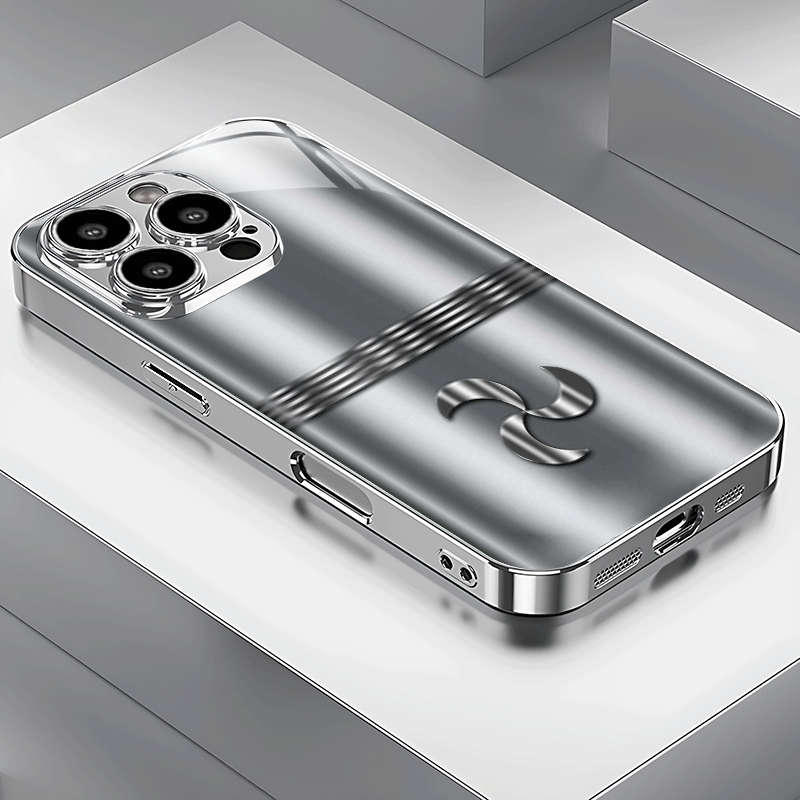 1Pc Silvery For iPhone 14 Plus Business Logo Pattern Phone Case