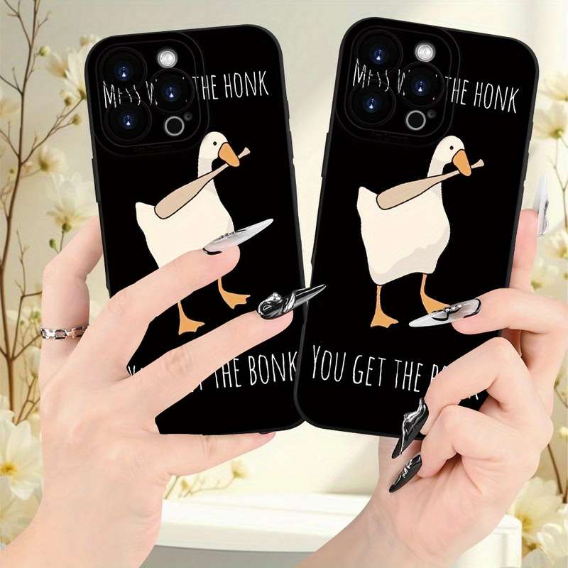 1Pc Black For iPhone XS Baseball Goose Pattern Phone Case