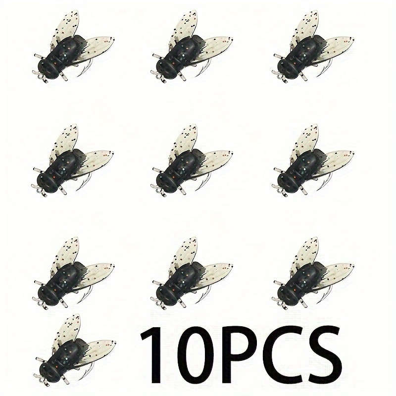 10pcs Bionic Fly Fishing Bait with Wings High-Quality PVC Popper Lures Artificial Insect Bai