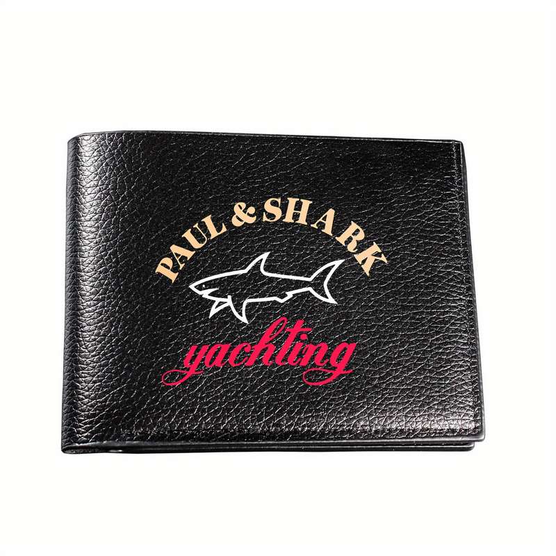 1pc Paul Shark Men's Faux Leather Bifold Wallet with Card HolderSleek Black Design Embossed L