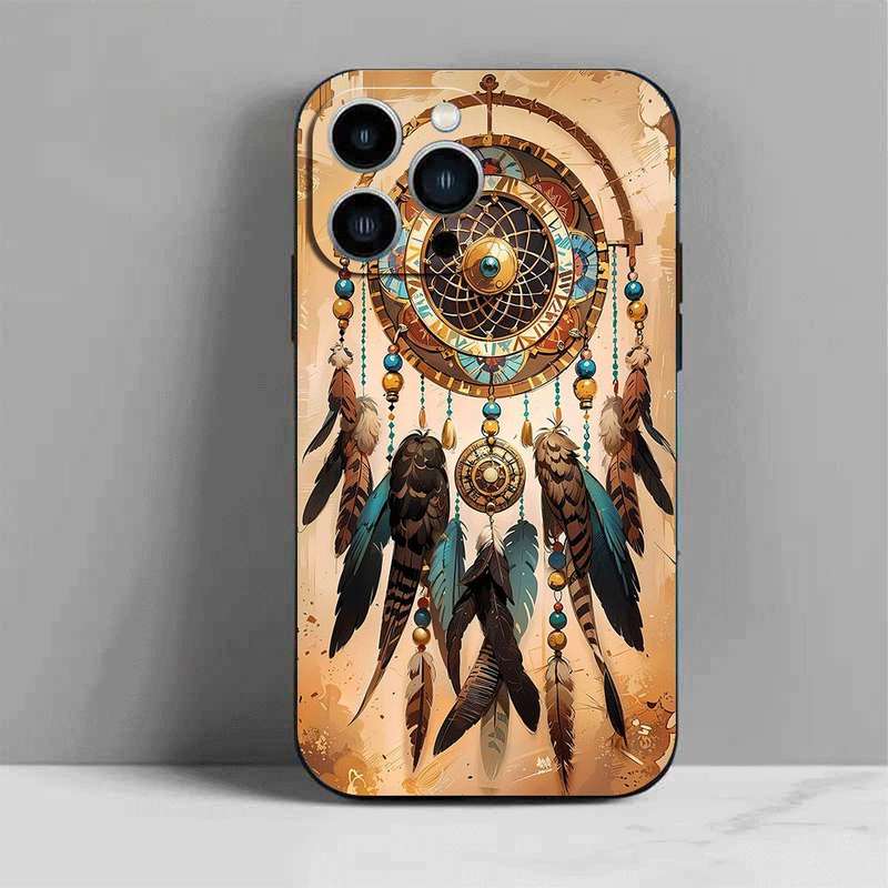 1Pc Black For iPhone 15 Pro Max African Design Phone Case