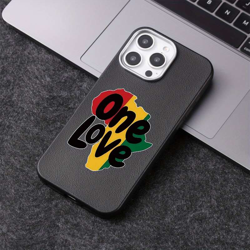 1Pc Black For iPhone 14 Plus One Love Africa Phone Case