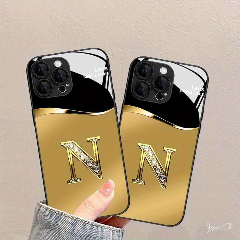 1Pc Mixed Color For iPhone XR Luxury Diamond Letter N Phone Case