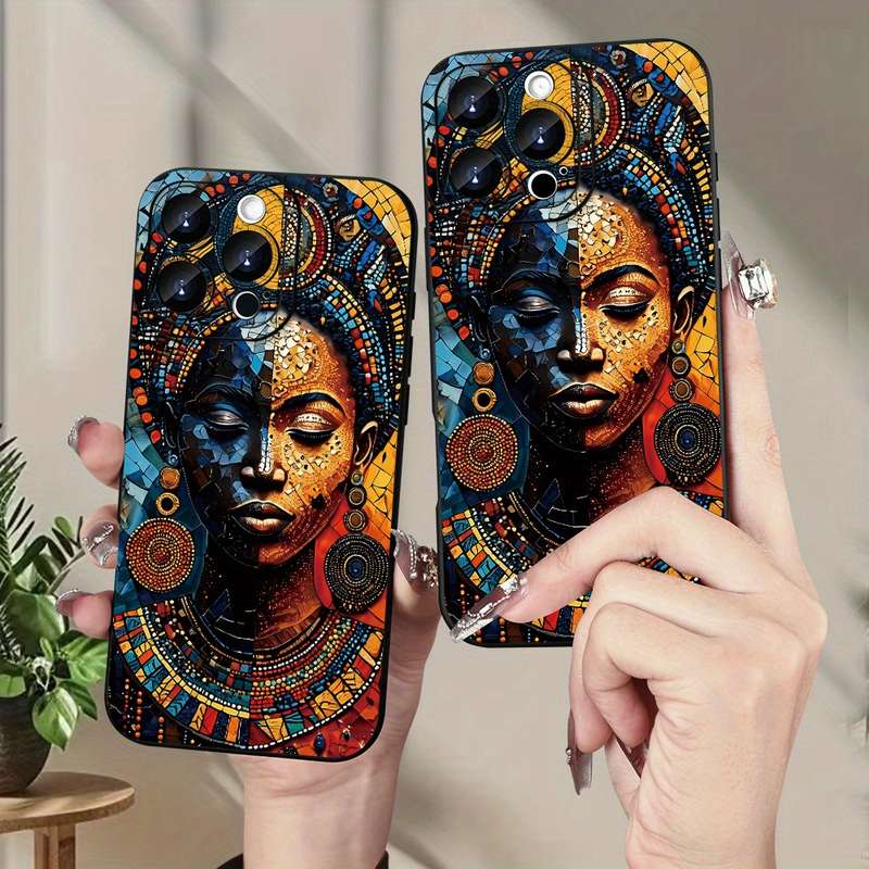 1Pc Black For iPhone XR African Girl Pattern Phone Case