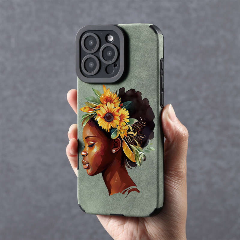 1Pc Green For iPhone 13 Pro Max Stylish Faux Leather Phone Case