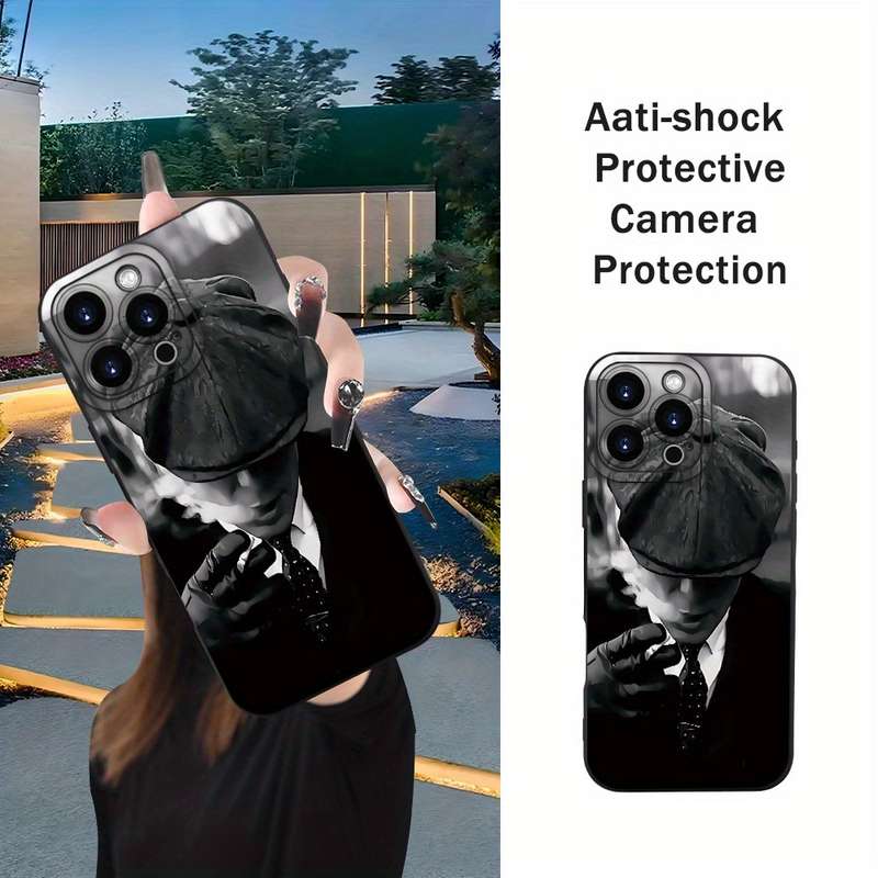 1Pc Black For iPhone 14 Plus Gangster Themed Design Phone Case