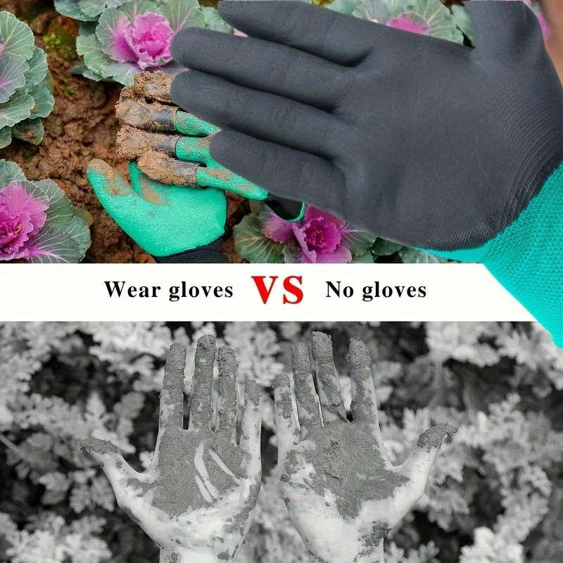 Work Gloves Color Thickened Coating   Green Size 2Pcs 1Pair