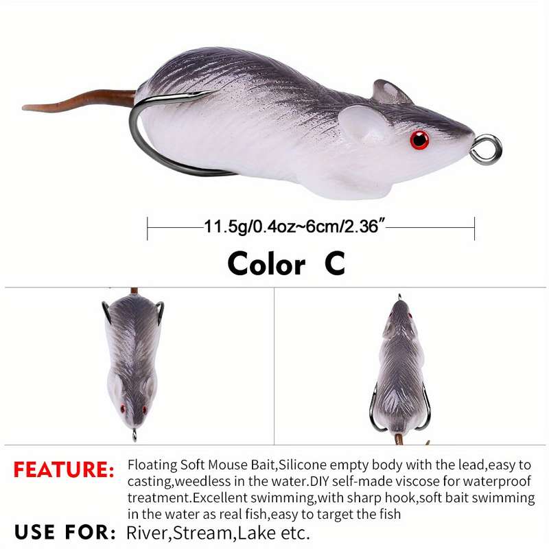 1pc Lure Bait Frog Mouse Double Hook Simulation Mouse Frog 6cm 11.5g