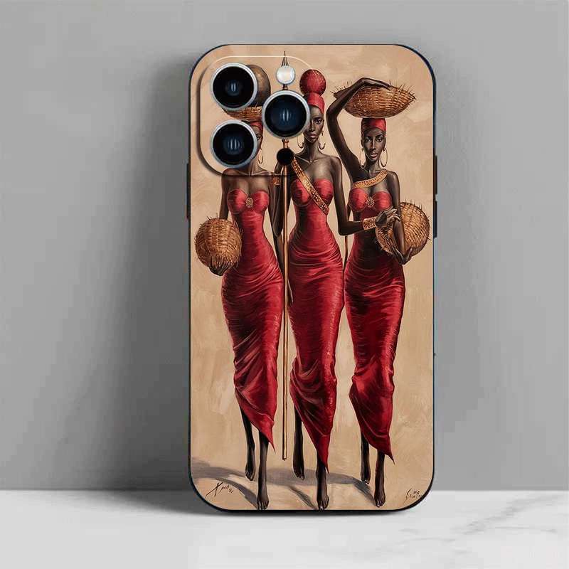 1Pc Black For iPhone 15 Plus African Lady TPU Phone Case
