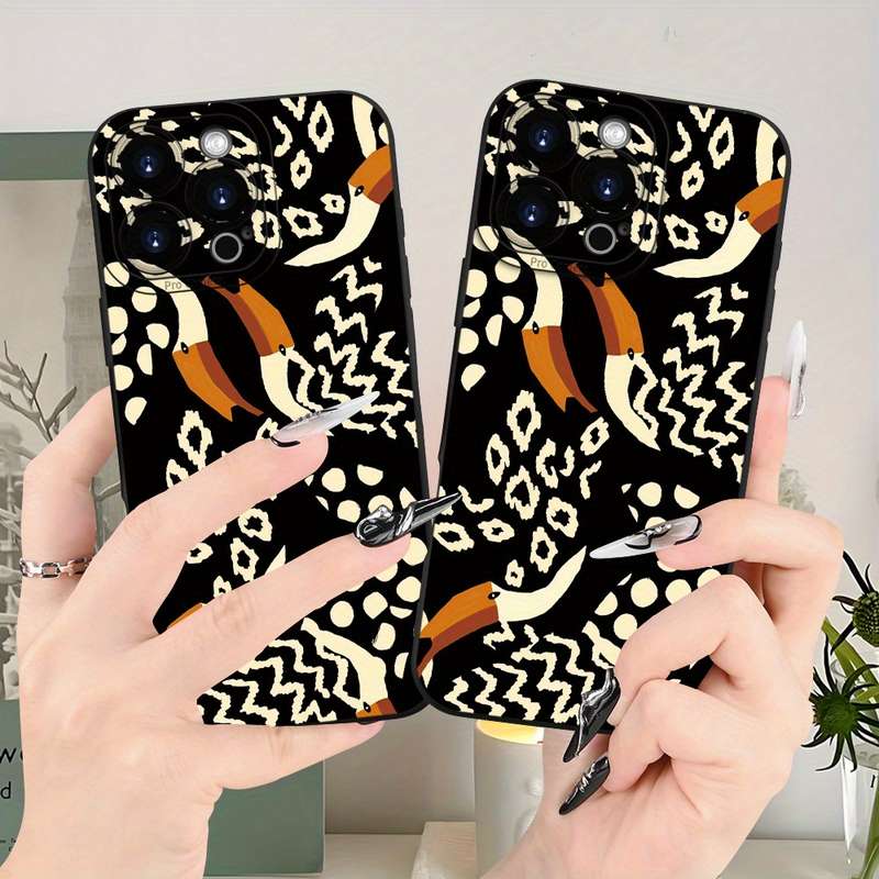 1Pc Black For iPhone 16 Plus African Style Feather Phone Case