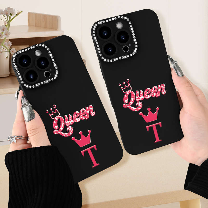 1Pc Black For iPhone 12 Mini Letter T Print Phone Case