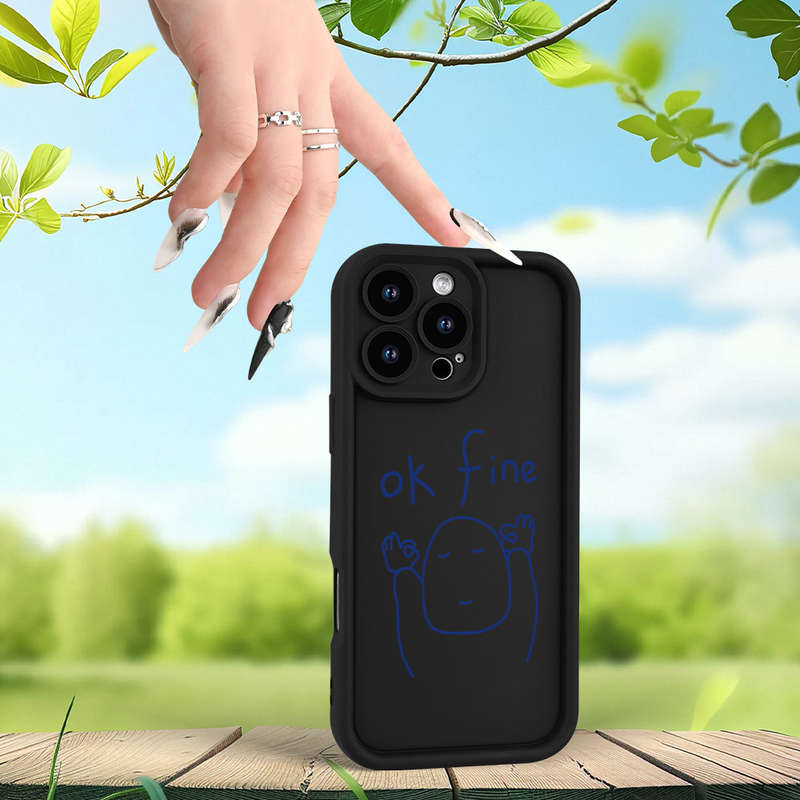 1Pc Black For iPhone 11 Pro Max English Line Pattern Phone Case