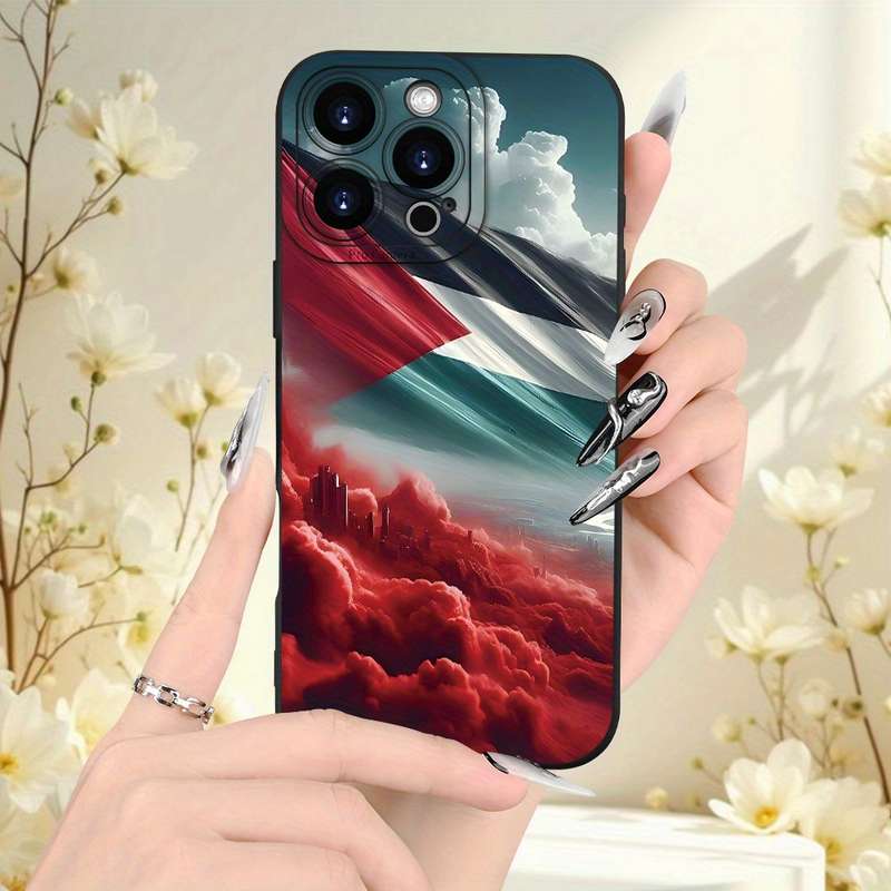 1Pc Black For iPhone XS Max Flag Pattern Phone Case