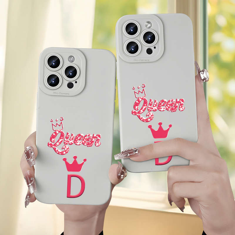 1Pc Ivory White For iPhone 7 8 SE2 SE3 Letter D Design Phone Case
